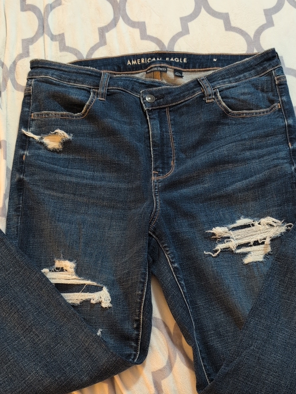 American Eagle Outfitters Dark Blue Ripped Jegging Jeans